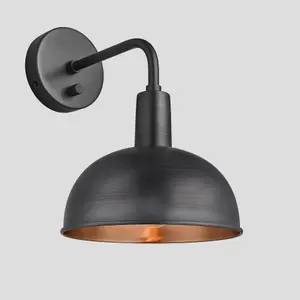 Industville Sleek Dome Wall Light, 8 Inch, Pewter & Copper, Pewter Holder