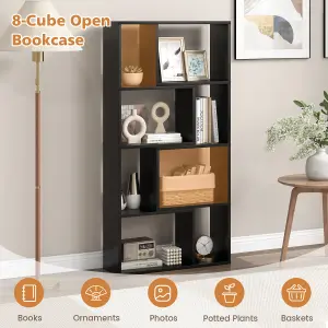 COSTWAY 5-Tier Geometric Bookshelf 120 CM Tall Bookcase Modern 8-Cube Display Shelving