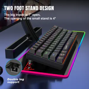 Black 60% Portable LED Backlit Mechanical Gaming Keyboard