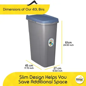 Home Centre Plastic Lift Top Lid Waste Bin Kitchen School 40 Litre Yellow-Grey