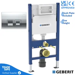 Geberit Duofix Toilet Concealed Cistern Frame 112cm with Geberit Delta 35 Flush Plate Gloss Chrome