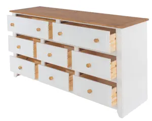 White 6+2 drawer wide chest of drawers, Capri range