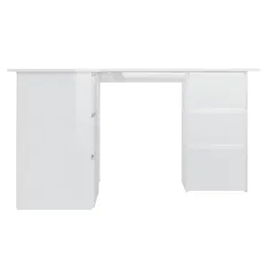 Berkfield Corner Desk High Gloss White 145x100x76 cm Engineered Wood