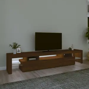 Berkfield TV Cabinet with LED Lights Brown Oak 215x36.5x40 cm