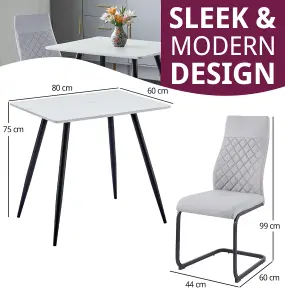 Hallowood Furniture Cullompton Small Rectangular Dining Table 80cm with 2 Grey High Back Chairs