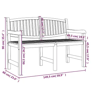 Berkfield Garden Bench 149.5x60x90 cm Solid Teak Wood