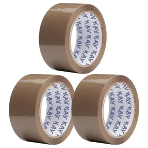 KAV Strong Adhesive Brown Packaging Tape - 48MM x 66M Rolls for Secure Box Sealing, Parcel Tape with Improved Formula (3)