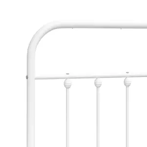 Berkfield Metal Bed Frame with Headboard White 135x190 cm