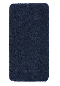 Blue Washable Plain Anti-Slip Modern , Shaggy Rug Easy to clean Dining Room-67cm X 150cm