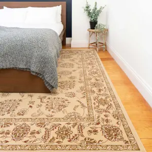 Gold Cream Classical Oriental Floral Medallion Area Rug 120cm x170cm