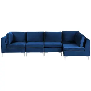 Corner Sofa EVJA Navy Blue Velvet Left Hand