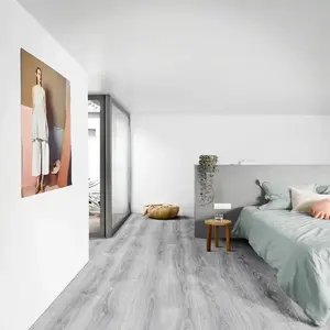 Grey Modern Wood Effect Anti-Slip Vinyl Flooring For Kitchen, Bathroom, 4.0mm Thick Vinyl Sheet-2m(6'6") X 3m(9'9")-6m²