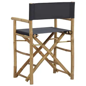 Berkfield Folding Director's Chairs 2 pcs Dark Grey Bamboo and Fabric