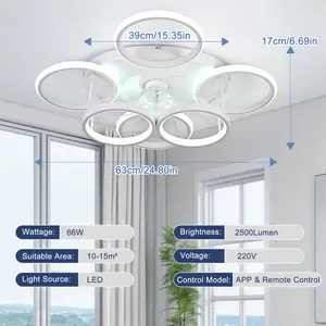 Cashon 63cm 7 - Blade Dimmable LED Ceiling Fan with Remote Control and APP White