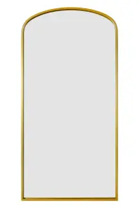 MirrorOutlet - The Angustus - Gold Metal Framed Arched Garden Wall Mirror 79"x 39" (200 x 100 cm)