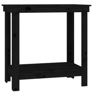 Berkfield Work Bench Black 80x50x80 cm Solid Wood Pine