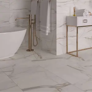 Ceramica D'Oro White Gloss Marble effect Ceramic Indoor Wall Tile Sample