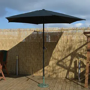 2.7m Wind Up Black Garden Parasol