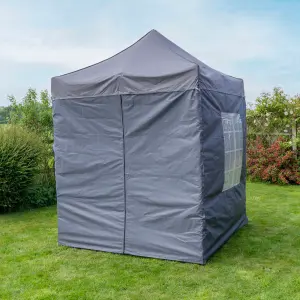 Silver Lined Pop Up 2x2m Gazebo Dark Grey