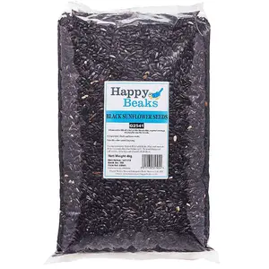 Happy Beaks Black Sunflower Seeds Wild Bird Food (4kg) High Energy and Oil Content Premium Feed