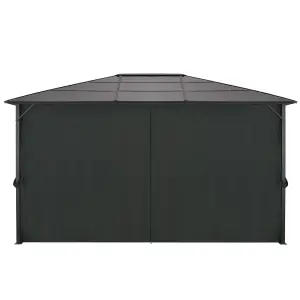 Berkfield Gazebo with Curtain Aluminium 4x3x2.6 m Black