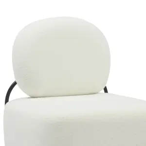 Teddy Boucle Fabric White Flavia Accent Chair