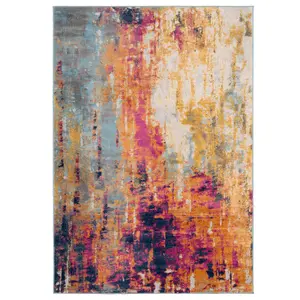 Fun Multicolour Distressed Abstract Area Rug 160x230cm