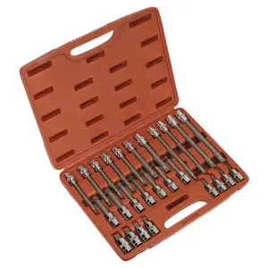 Sealey Spline Socket Bit Set 26pc 1/2" Square Drive Chrome Vanadium Steel AK2195