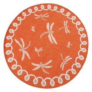 Orange Outdoor Rug, Animal Bordered Stain-Resistant Rug For Patio Decks Balcony, Modern Outdoor Area Rug-80cm X 150cm