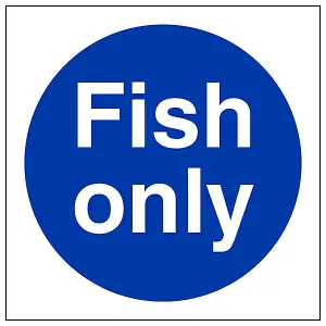 Fish Only Mandatory Catering Safety Sign - Rigid Plastic - 100x100mm (x3)