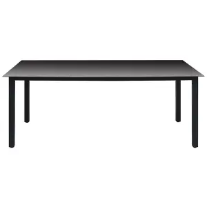 Berkfield Garden Table Black 190x90x74 cm Aluminium and Glass