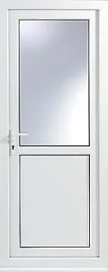 2 panel Frosted Glazed White Left-hand External Back Door set, (H)2055mm (W)920mm