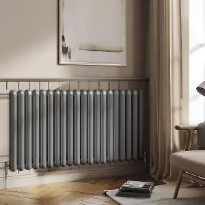 Estelle Grey Horizontal Column Radiator - 600x1340mm