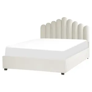 Velvet EU King Size Ottoman Bed Off White VINCENNES