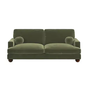 Solace+Co Addison 3 Seater Velvet Sofa - Khaki Green