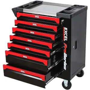 Excel 7 Drawers Tool Chest Storage Roller Cabinet Black and Red