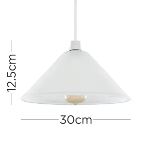 ValueLights Pair of  - Frosted White Tapered Ceiling Pendant Shades - Bulbs Included