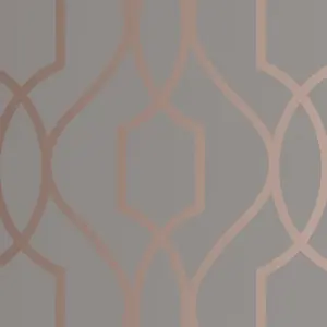 GoodHome Newland Grey Metallic effect Geometric Smooth Wallpaper