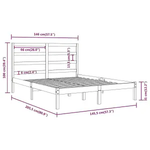 Berkfield Bed Frame Black Solid Wood Pine 140x200 cm