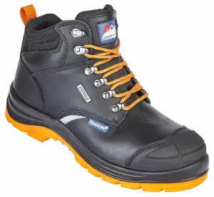 Himalayan Reflecto S3 Black Waterproof Leather Safety Boots with Steel Toe and Midsole