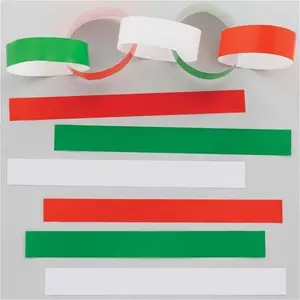 Christmas Colours Paper Chains (Pack Of 300) Christmas Party Supplies 3 Colours - Green, Red & White