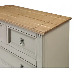 Mercers Furniture Corona Grey Wax Compact 2+2 Chest of 4 Drawers Solid Pine with Mexican Styling