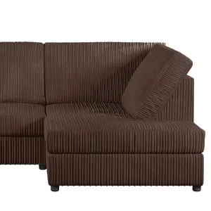 Luxor Chocolate Jumbo Cord Large 5 Seater Corner Sofa Long Right Hand Facing - Full Back