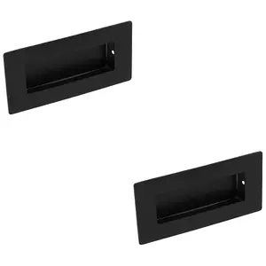 2 PACK - Recessed Sliding Door Flush Pull 102mm x 51mm 12mm Depth Matt Black