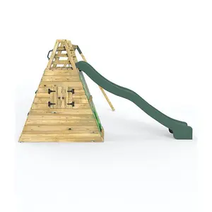 Rebo Wooden Pyramid Activity Frame with Swings and 10ft Water Slide - Pixley