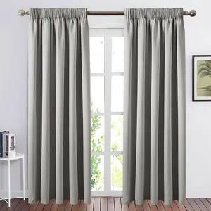 Fiffer Polyester Blackout Pinch Pleat Curtain Pair Silver / 117 x 137 cm