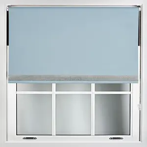 Furnished Diamante Edge Blackout Roller Blinds Made to Measure - Duck Egg Blue (W)90cm x (L)210cm