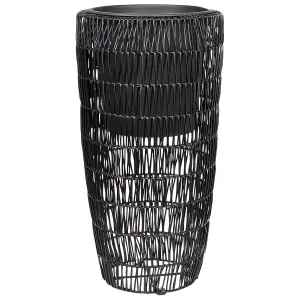 Set of 2 Plant Pots CHELONE PE Rattan Black