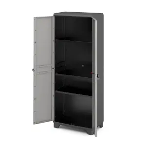 3 shelf Black & grey Tall Utility Storage cabinet