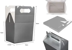 10Pcs Silver Colour Cardboard Lunch Takeaway Birthday Wedding Carry Meal Food Cake Party Box Childrens Loot Bags